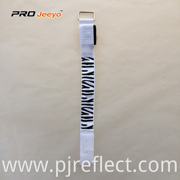 Reflective Led Light White Zebra Print Webbing Armband Wb Mbw001